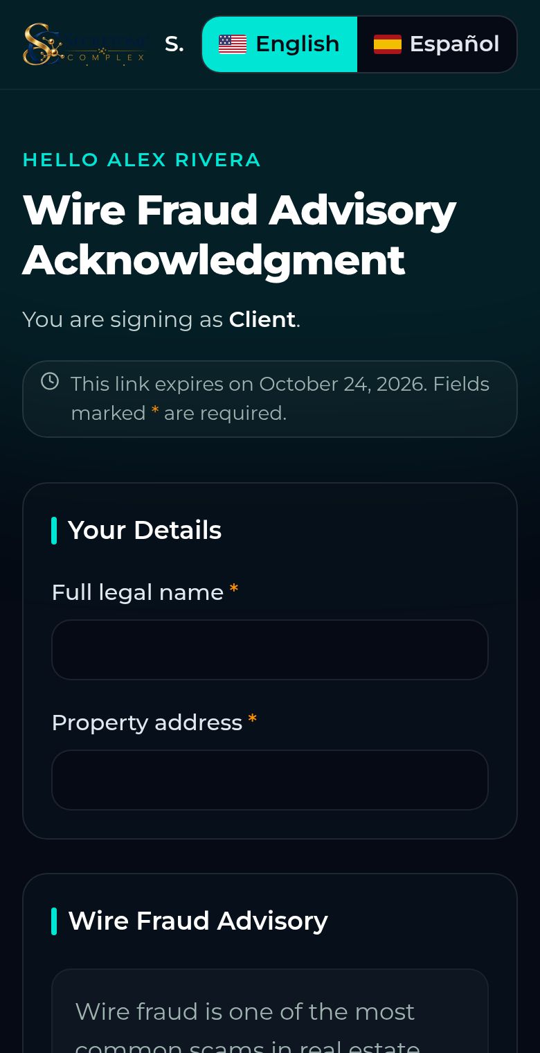 A secure form open on a phone