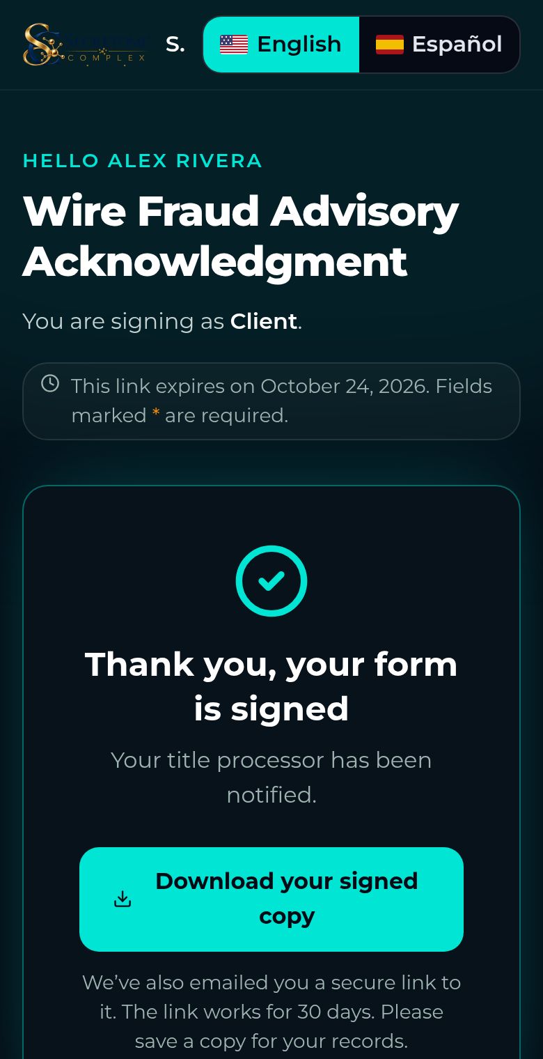 The thank-you page